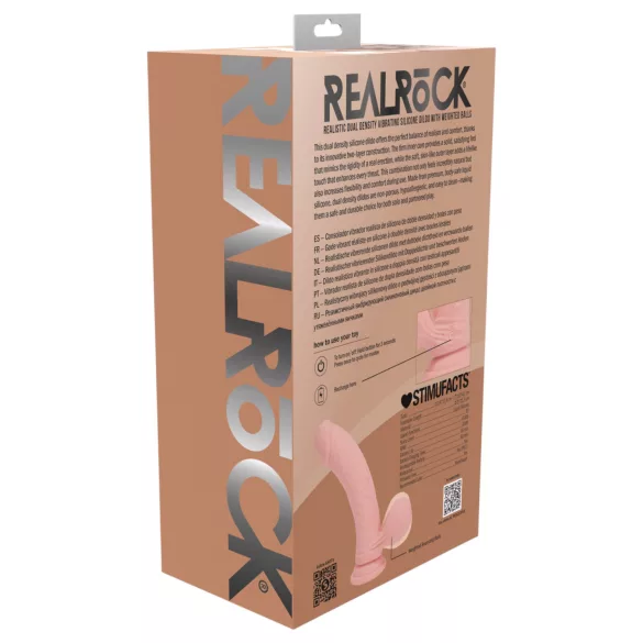 RealRock - realistisk vibrator med dobbel tetthet (hudfarget) - 18 cm