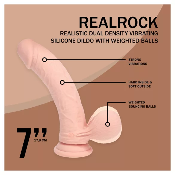 RealRock - realistisk vibrator med dobbel tetthet (hudfarget) - 18 cm