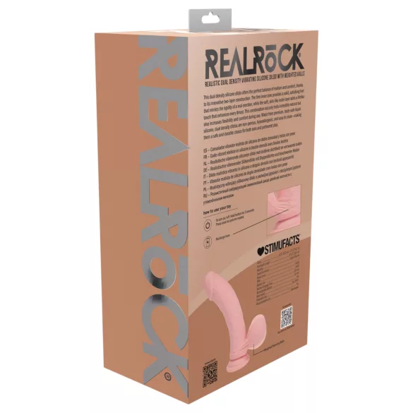 RealRock - realistisk vibrator med dobbel tetthet (hudfarget) - 20 cm