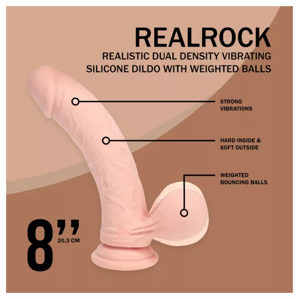 RealRock - realistisk vibrator med dobbel tetthet (hudfarget) - 20 cm