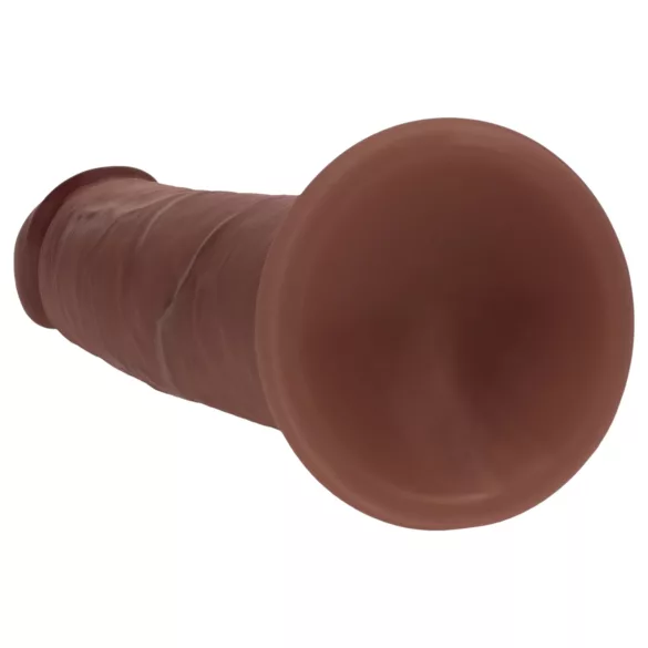 RealRock - realistisk dildo med dobbel tetthet (brun) - 15,5 cm
