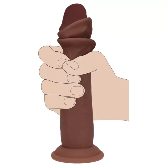 RealRock - realistisk dildo med dobbel tetthet (brun) - 15,5 cm