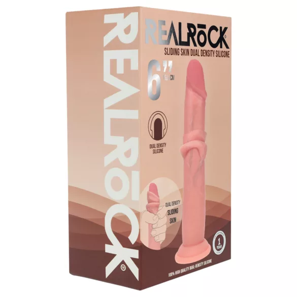 RealRock - realistisk dildo med dobbel tetthet (hudfarget) - 15,5 cm