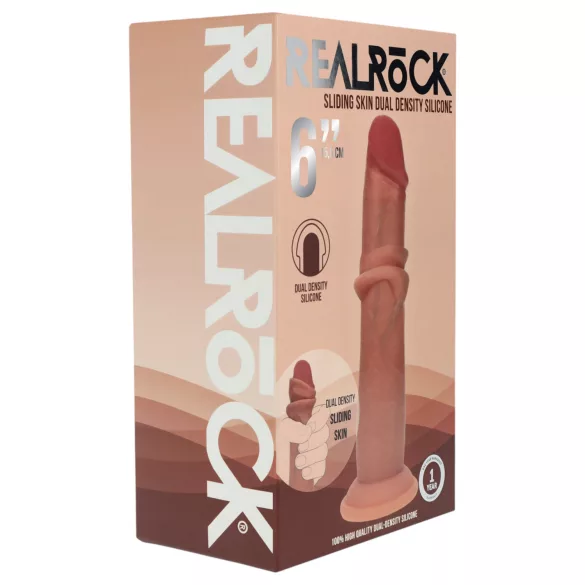 RealRock - realistisk dildo med dobbel tetthet (solbrun) - 15,5 cm