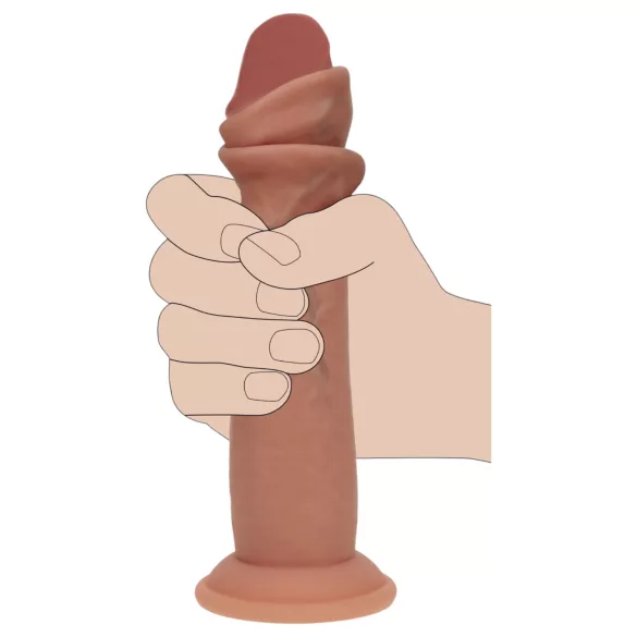 RealRock - realistisk dildo med dobbel tetthet (solbrun) - 18,5 cm