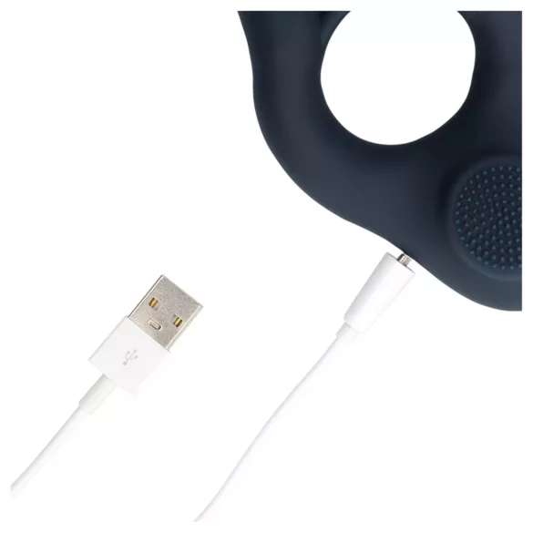 Loveline - vibrerende penisring med klitorisstimulator (grå)