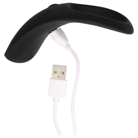 Loveline - oppladbar vibreringsring for penis og testikler (svart)