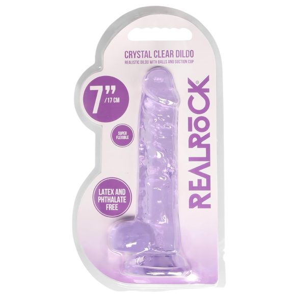 REALROCK - transparent realistisk dildo - lilla (17 cm)