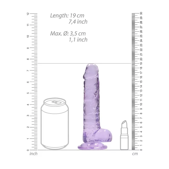 REALROCK - transparent realistisk dildo - lilla (17 cm)