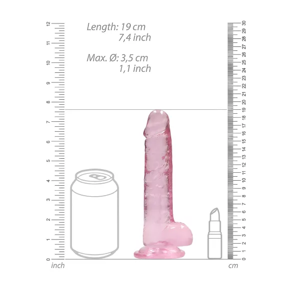 REALROCK - gjennomsiktig naturtro dildo - rosa (17 cm)