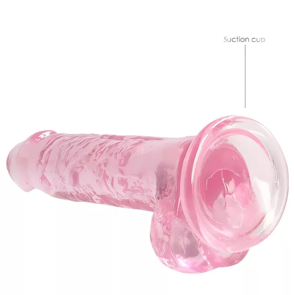 REALROCK - gjennomsiktig naturtro dildo - rosa (17 cm)