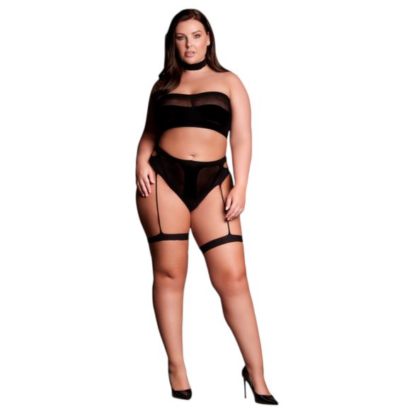 Le Désir Plus Size - 3-delt undertøysett - svart (XL-4XL)