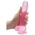 REALROCK - gjennomsiktig naturtro dildo - rosa (19 cm)