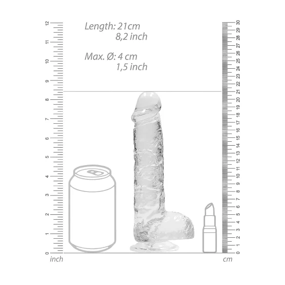 REALROCK - gjennomsiktig, naturtro dildo - gjennomsiktig (19 cm)