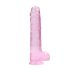 REALROCK - Gjennomsiktig, naturtro dildo - rosa (22 cm)