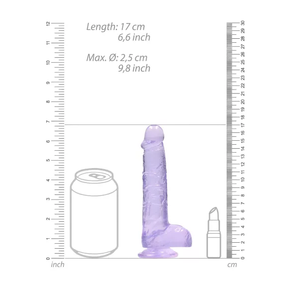 REALROCK - Gjennomsiktig Naturtro Dildo - Lilla (15 cm)