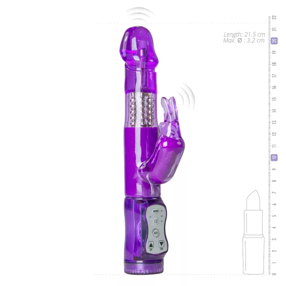 Easytoys Kanin - roterende perler, klitorisvibrator med arm (lilla)