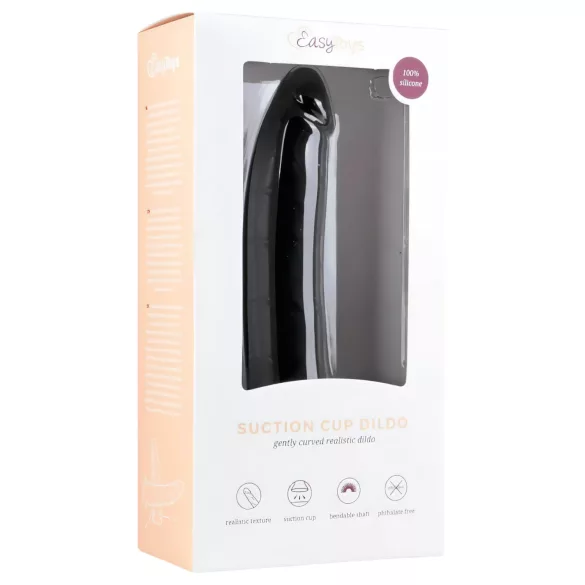 Easytoys - sugekopp 100% silikon dildo (21 cm) - svart