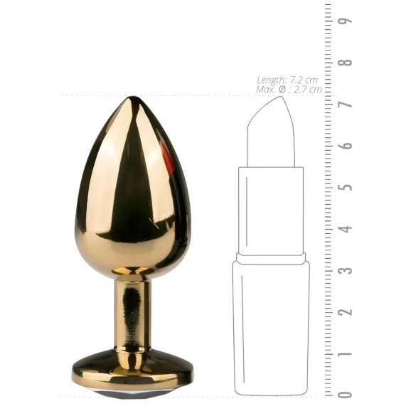 Easytoys Metall nr. 1 - gullfarget analplugg med hvit stein (2,5 cm)