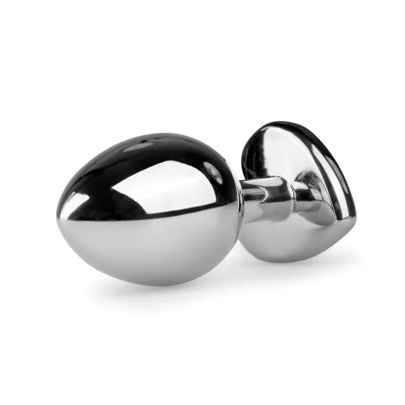 Easytoys Metall Nr.7 - Hjerteformet Anusplugg med Hvit Stein - Sølv