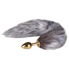 Easytoys Fox NO5 - metall analtapp med revehale (gull-sølv)