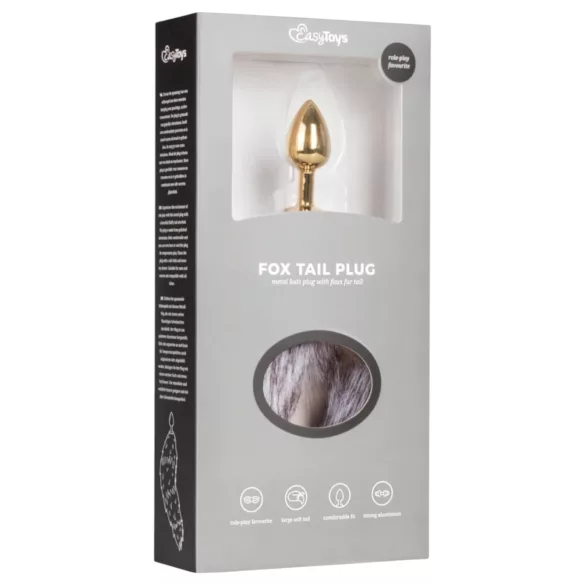 EasyToys Fox NO5 - metall analsmykke med revehale (gull-sølv)