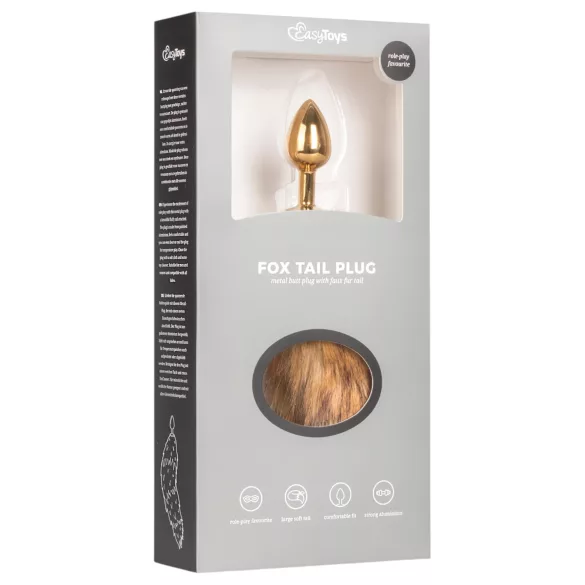 EasyToys Fox NO1 - metall analplugg med revehale (gull-rød)