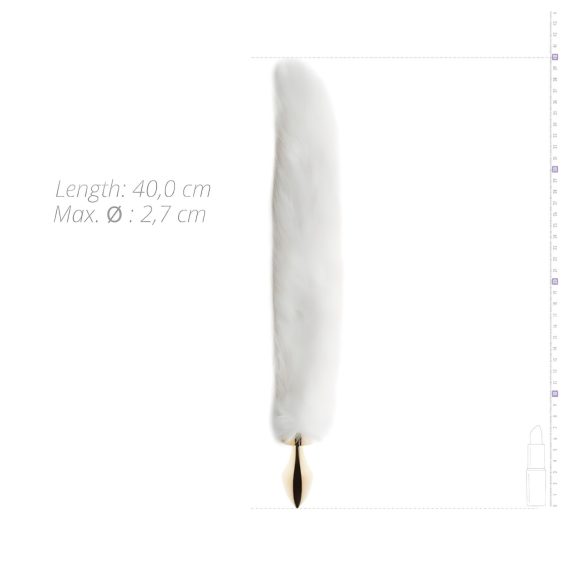 Easytoys Fox NO13 - metal analplugg med revehale (gull-hvit)