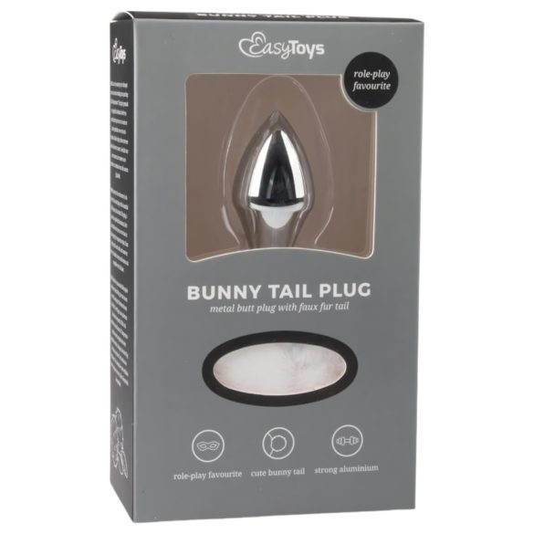 Easytoys Bunny NO1 - metall analplugg med kaninhale (sølv-hvit)