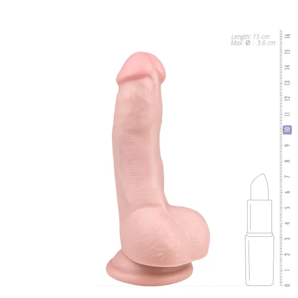 Easytoys - dildo med sugekopp og testikler (15cm) - naturtro