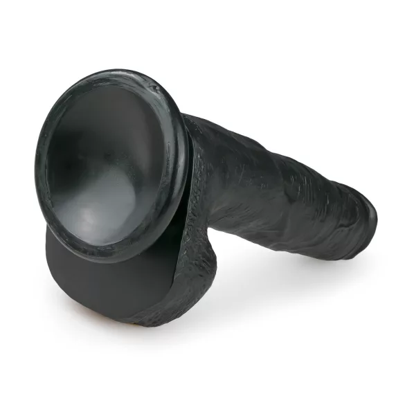 Easytoys - stor sugekoppdildo med testikler (26,5 cm) - svart