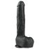 Easytoys - stor sugekopp-dildo med testikler (29,5 cm) - svart