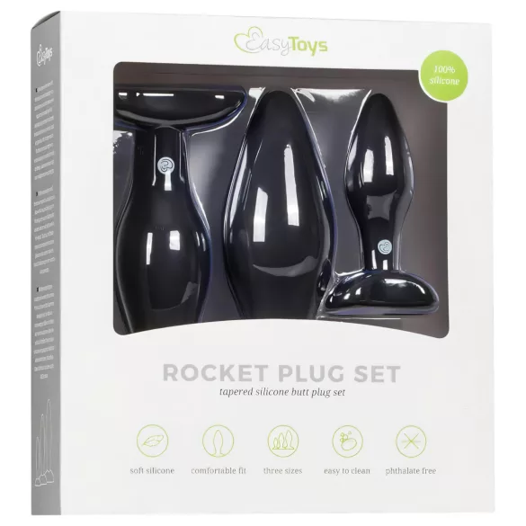 Easytoys Rocket - Analpluggsett - Svart (3 deler)