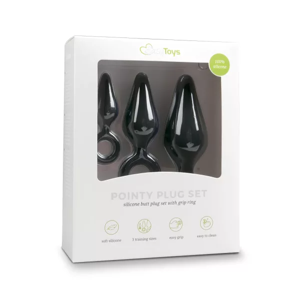 Easytoys - ringformet analpluggsett - 3 stk (svart)