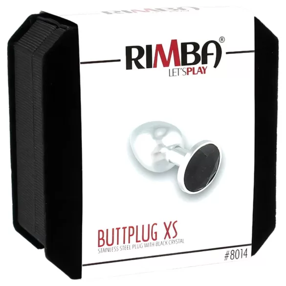 Rimba XS - sølvfarget metall-analplugg med svarte steiner