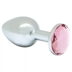 Rimba XS - metall analt plugg med rosa stein (sølv)