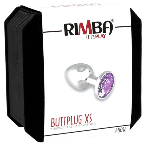 Rimba XS - lilla stein, metall analplugg (sølv)