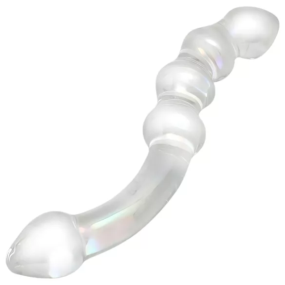 Rimba Dolly - bølgete, gjennomsiktig glassdildo for anal bruk