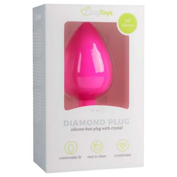 Easytoys Diamond - analkjede med hvit stein (stor) - rosa