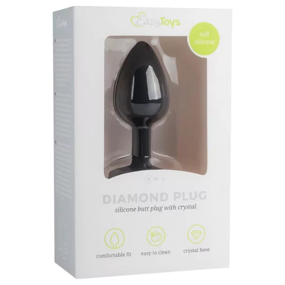 Easytoys Diamond - hvit stein analplug (liten) - svart