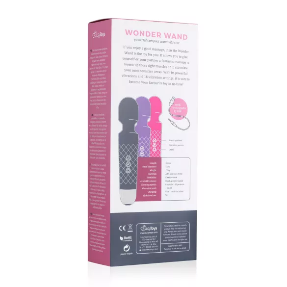 EasyToys Mini Wand - oppladbar massasjevibrator (svart)