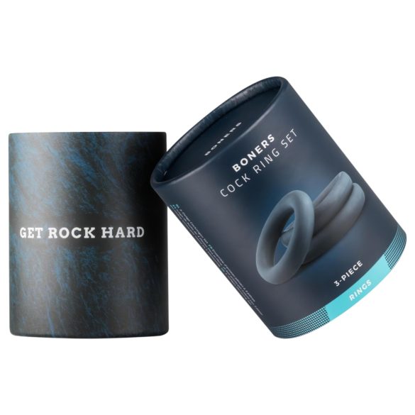 Boners - 3-delt penisringsett (grå)