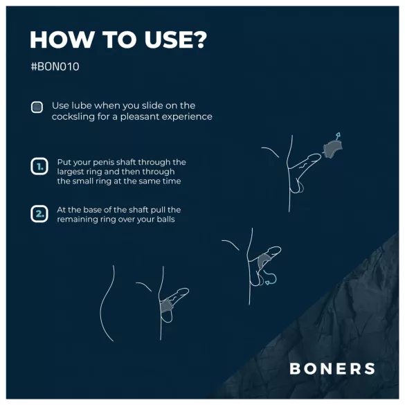 Boners Cocksling - Penisring og testikkelforlenger (grå)