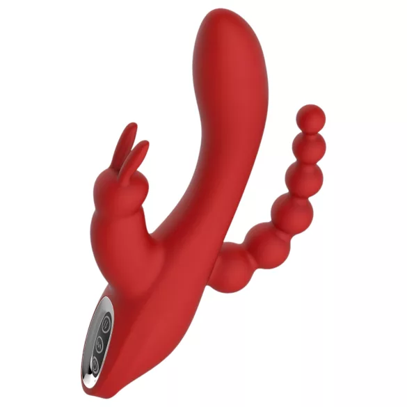 Rød Revolusjon Hera - trådløs, vanntett 3-grenet vibrator (rød)