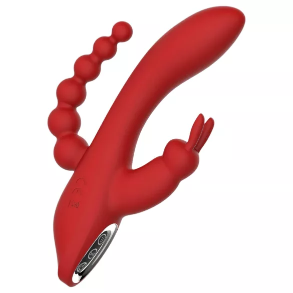 Rød Revolusjon Hera - trådløs, vanntett 3-grenet vibrator (rød)