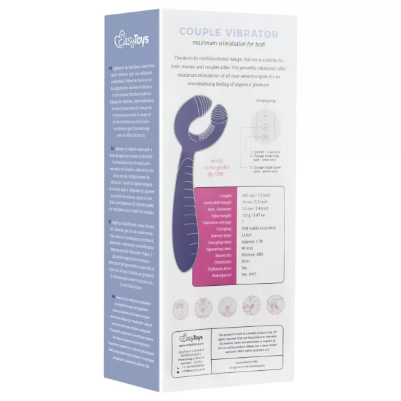 Easytoys Par - oppladbar, vanntett parvibrator (lilla)