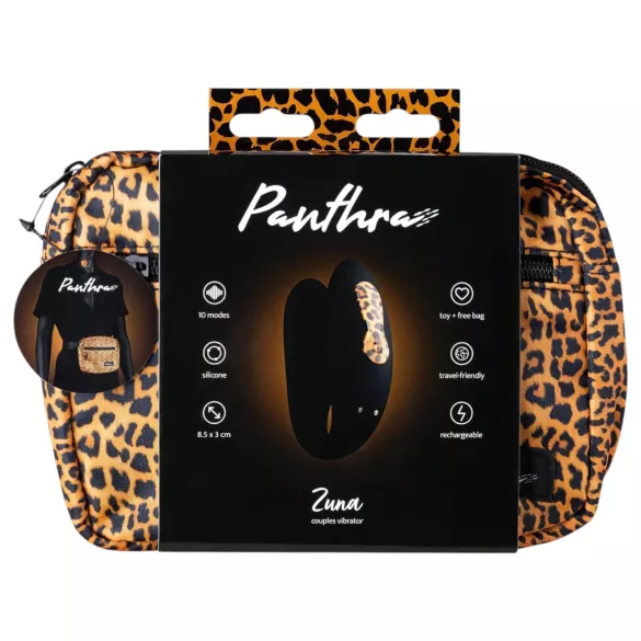 Panthra Zuna - oppladbar, vanntett parvibrator (leopard‑svart)
