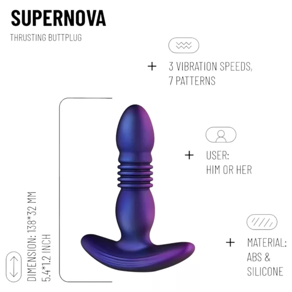 Hueman Supernova - støtvibrator for analsex (lilla)