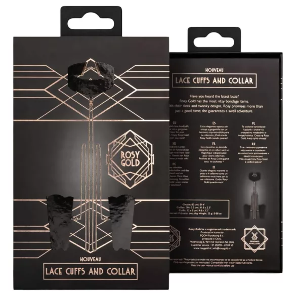 Rosy Gold - halsbånd og håndleddsmansjetter (svart)