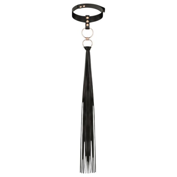 Rosy Gold - halsbånd & pisk (svart)